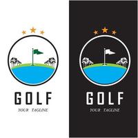 logotipo de golfe e vetor com modelo de slogan