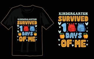 100 dias de impressão de design de camiseta escolar vetor