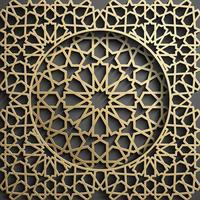 vetor de ornamento islâmico, motivo persa. Elementos de padrão redondo islâmico do ramadã 3d. vetor de símbolo árabe ornamental circular geométrica. fundo dourado