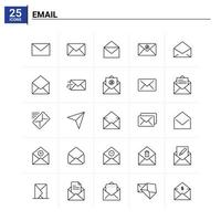 25 ícone de e-mail conjunto de fundo vetorial vetor