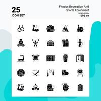 25 conjunto de ícones de equipamentos esportivos e recreativos de fitness 100 eps editáveis 10 arquivos idéias de conceito de logotipo de negócios design de ícone de glifo sólido vetor