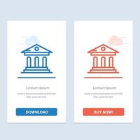 University bank campus court azul e vermelho baixe e compre agora modelo de cartão de widget da web vetor