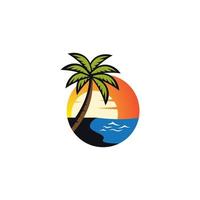 ícone de vetor do logotipo da praia do pôr do sol