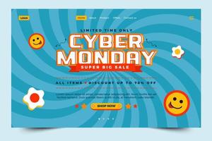 o modelo de design da página de destino da cyber monday é fácil de personalizar vetor