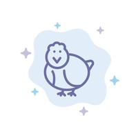 frango páscoa bebê feliz ícone azul no fundo da nuvem abstrata vetor