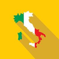 mapa da itália no ícone de cores da bandeira nacional vetor