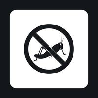 ícone de gafanhotos de sinal de proibição, estilo simples vetor