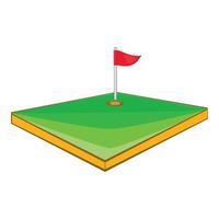 ícone do campo de golfe, estilo cartoon vetor