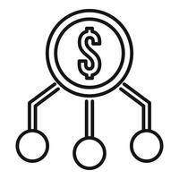 ícone de dinheiro de reestruturação, estilo de estrutura de tópicos vetor