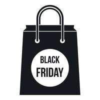 ícone de saco de compras de sexta-feira negra, estilo simples vetor