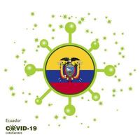 fundo de conscientização da bandeira do equador coronavius fique em casa fique saudável cuide de sua própria saúde ore pelo país vetor