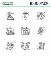 ícones de conscientização de coronavírus 9 ícone de linha corona vírus relacionado à gripe, como epidemia de emergência de vírus médico de veículo coronavírus viral 2019nov elementos de design de vetor de doença