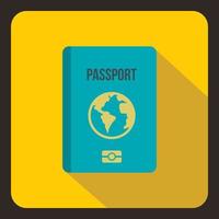 ícone de passaporte azul, estilo simples vetor