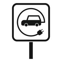 ícone de sinal de estrada de carro elétrico, estilo simples vetor
