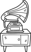 ilustração de toca-discos desenhada de mão vetor