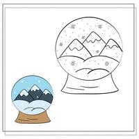 livro de colorir para crianças. desenhe um globo de neve com base no desenho. ilustração vetorial vetor