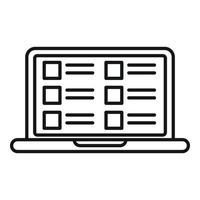ícone de laptop de plano de estudos, estilo de estrutura de tópicos vetor