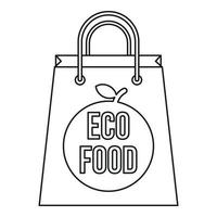 saco de papel com o ícone de comida ecológica de inscrição vetor