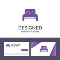 cartão de visita criativo e modelo de logotipo cama quarto de dormir hotel ilustração vetorial vetor