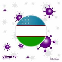 ore pelo uzbequistão covid19 bandeira de tipografia de coronavírus fique em casa fique saudável cuide de sua própria saúde vetor