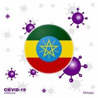 ore pela etiópia covid19 bandeira de tipografia de coronavírus fique em casa fique saudável cuide de sua própria saúde vetor