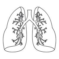 ícone de pulmões, estilo de estrutura de tópicos vetor