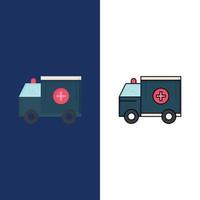 caminhão de ambulância ajuda médica van vetor de ícone de cor plana