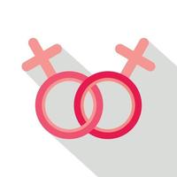 ícone de sinal de amor lésbico, estilo simples vetor