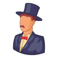 avatar masculino de terno com ícone de chapéu, estilo cartoon vetor