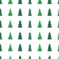 padrão sem emenda de natal com árvores de natal verdes com brinquedos coloridos, bolas e guirlandas. ilustração vetorial vetor