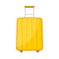 mala de viagem com rodas amarela com bagagem em fundo branco. mala para viagem de viagem em estilo simples. ilustração vetorial vetor