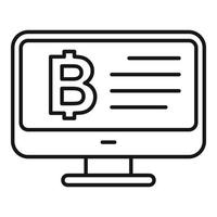 vetor de contorno do ícone do monitor bitcoin. moeda criptográfica