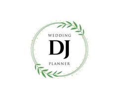 dj letras iniciais coleção de logotipos de monograma de casamento, modelos modernos minimalistas e florais desenhados à mão para cartões de convite, salve a data, identidade elegante para restaurante, boutique, café em vetor