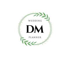 dm letras iniciais coleção de logotipos de monograma de casamento, modelos minimalistas e florais modernos desenhados à mão para cartões de convite, salve a data, identidade elegante para restaurante, boutique, café em vetor