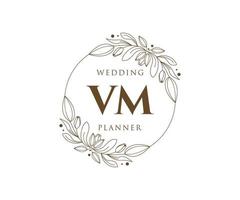 vm letras iniciais coleção de logotipos de monograma de casamento, modelos modernos minimalistas e florais desenhados à mão para cartões de convite, salve a data, identidade elegante para restaurante, boutique, café em vetor