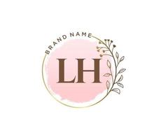 logo feminino inicial lh. utilizável para logotipos de natureza, salão, spa, cosméticos e beleza. elemento de modelo de design de logotipo de vetor plana.