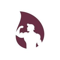 logotipo do conceito de forma de queda de aptidão, modelo de logotipo de vetor de ginásio. emblema do clube de fitness ou ginásio com posando de homem atlético.
