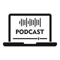 ícone de podcast de laptop, estilo simples vetor