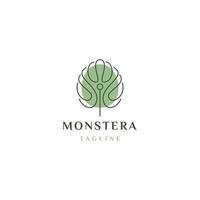 monstera folha logotipo vetor ícone ilustração linha contorno monoline