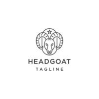 modelo de design de ícone de logotipo de linha de cabra cabeça vetor plano