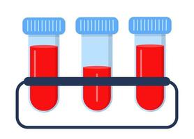 vetor de ícone de teste de tubo em estilo simples. três tubos com sangue para testes clínicos.