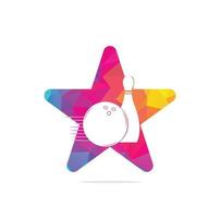 bola de boliche e logotipo, ícones e símbolo do conceito da forma da estrela do pino de boliche. bola de boliche em forma de estrela e ilustração de pino de boliche. vetor