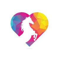 logotipo do conceito de forma de coração de cabeça de cavalo. sinal de cabeça de cavalo. ícone de cabeça de cavalo. vetor