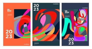 modelo de design de calendário do ano novo 2023 com abstrato colorido geométrico. projeto de calendário vetorial. vetor