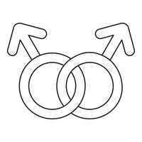 ícone de sinal de amor gay, estilo de estrutura de tópicos vetor