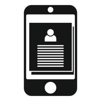 ícone de informações pessoais do smartphone, estilo simples vetor