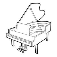 ícone de piano de cauda, delinear estilo isométrico vetor