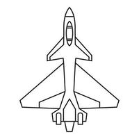 ícone de jato de combate militar, estilo de estrutura de tópicos vetor