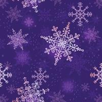 padrão perfeito de flocos de neve em fundo roxo vetor