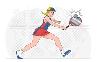 mulheres jovens jogando tênis como um profissional vetor